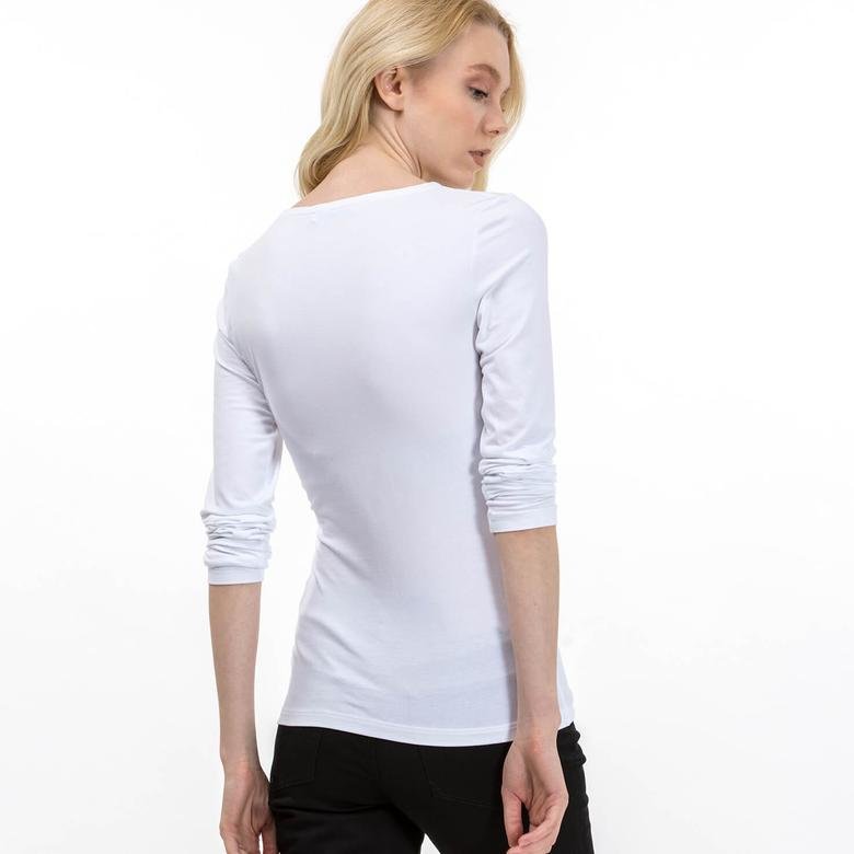 Lacoste Kadın Beyaz Uzun Kollu T-Shirt