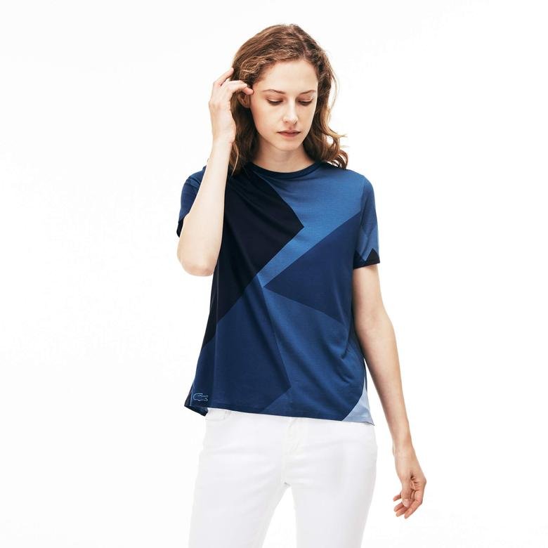 Lacoste Kadın Mavi Arkası Açık T-Shirt