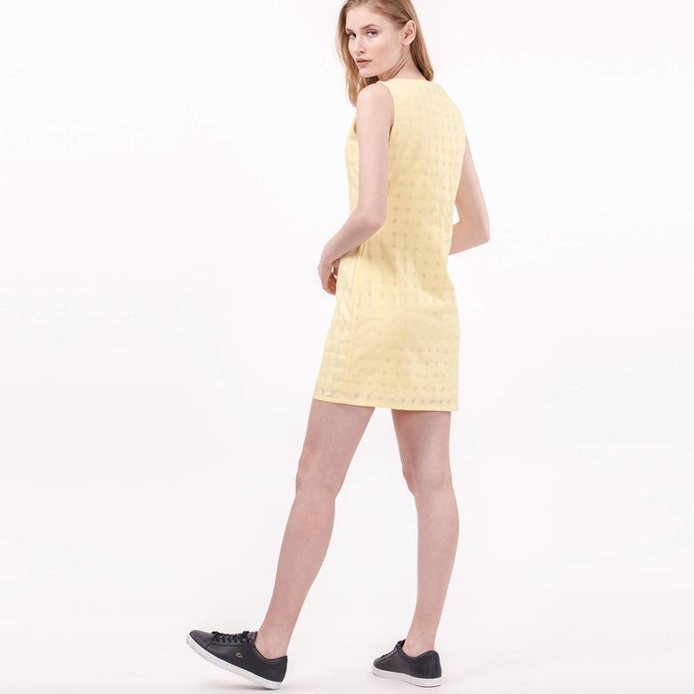 Lacoste Kadın Slim Fit Sarı Kolsuz Elbise