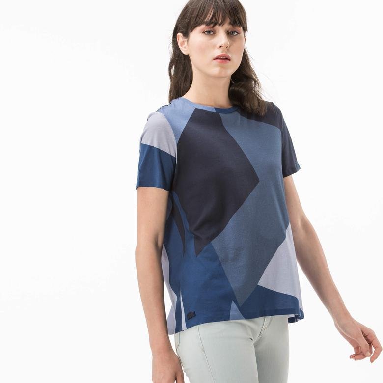 Lacoste Kadın Mavi Arkası Açık T-Shirt