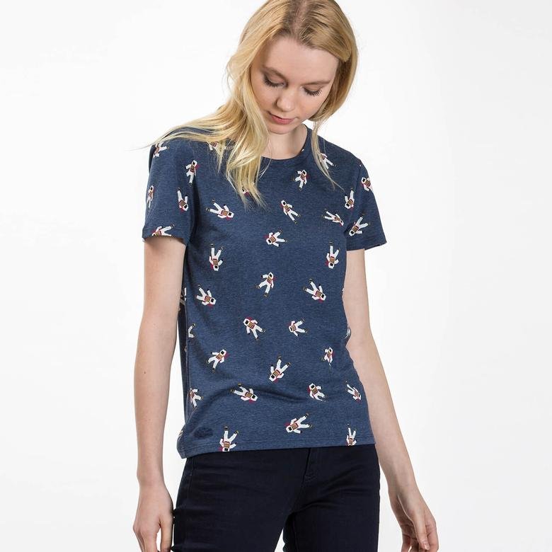 Lacoste Kadın Mavi Kısa Kollu T-Shirt