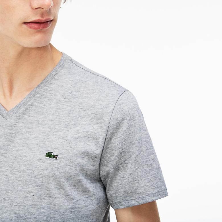 Lacoste Men s V neck Pima Cotton Jersey T shirt 8 XXXL TH6710 Occasion
