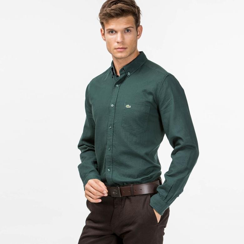 Lacoste Erkek Yeşil Regular Fit Uzun Kollu Gömlek
