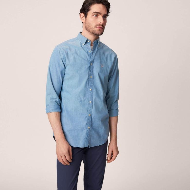 Gant Erkek Mavi Uzun Kollu Regular Fit Gömlek