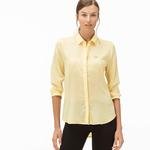 Lacoste Kadın Sarı Uzun Kollu Regular Fit Gömlek