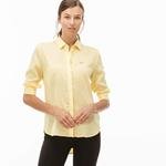 Lacoste Kadın Sarı Uzun Kollu Regular Fit Gömlek