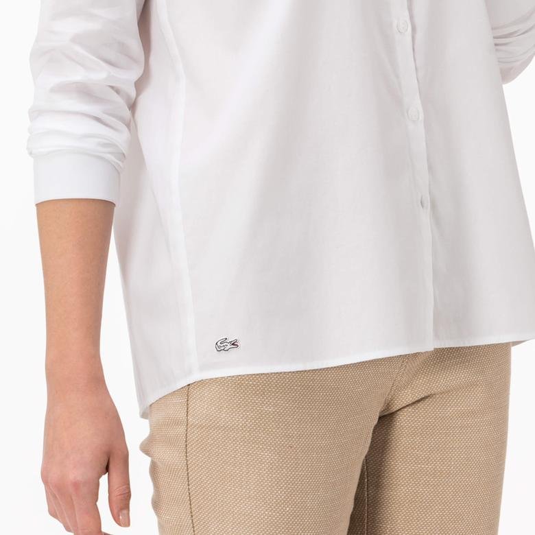 Lacoste Kadın Beyaz Uzun Kollu Regular Fit Gömlek