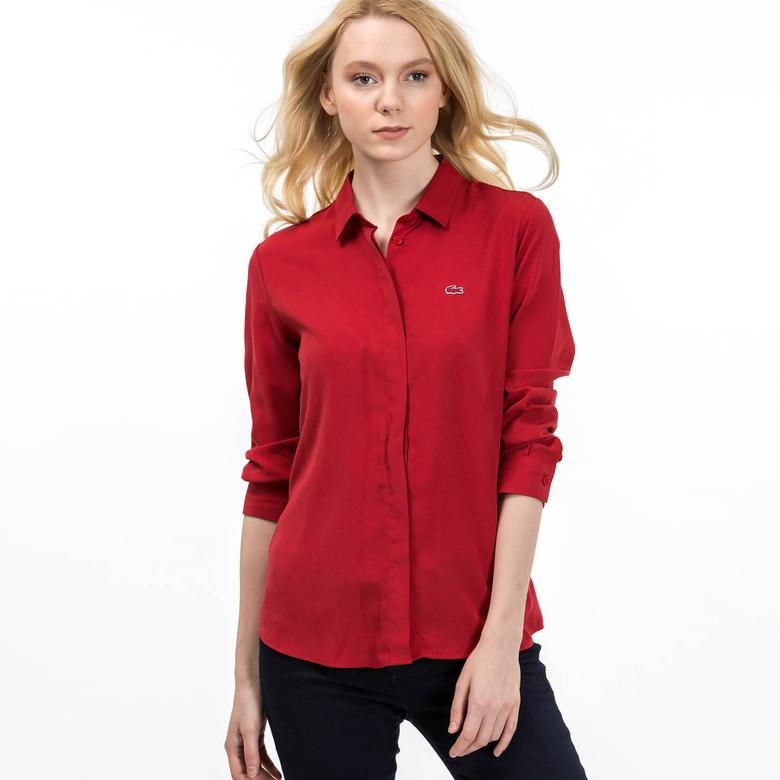 Lacoste Kadın Kırmızı Uzun Kollu Gömlek