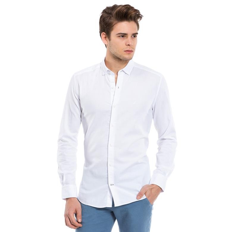 Nautica Erkek Beyaz Uzun Kollu Regular Fit Gömlek