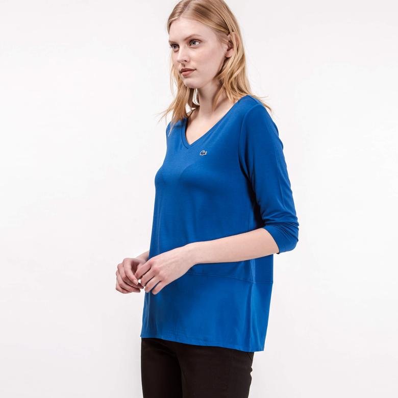 Lacoste Kadın Mavi Uzun Kollu T-Shirt