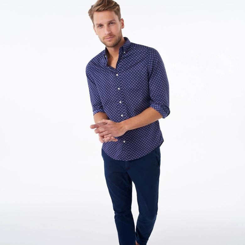 Gant Erkek Mavi Uzun Kollu Slim Fit Gömlek