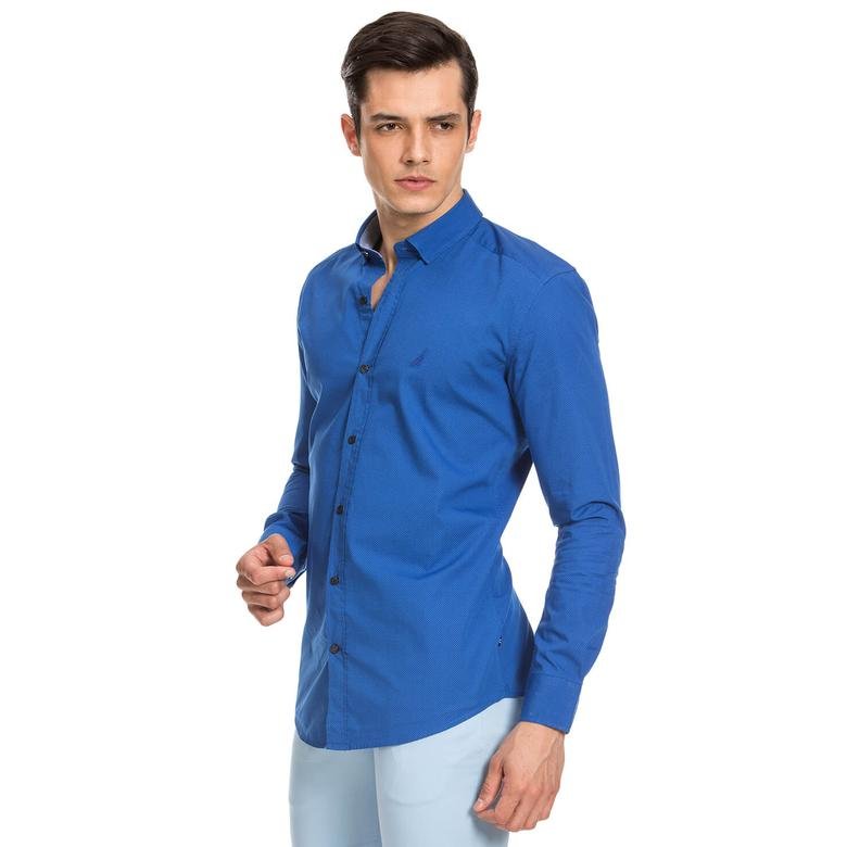 Nautica Erkek Mavi Custom Fit Gömlek