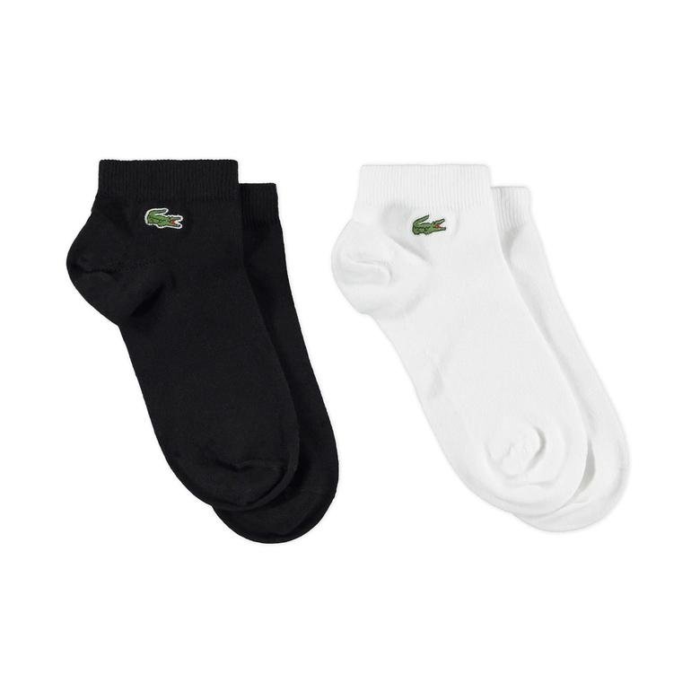 Lacoste Unisex 2'li Siyah Beyaz Çorap