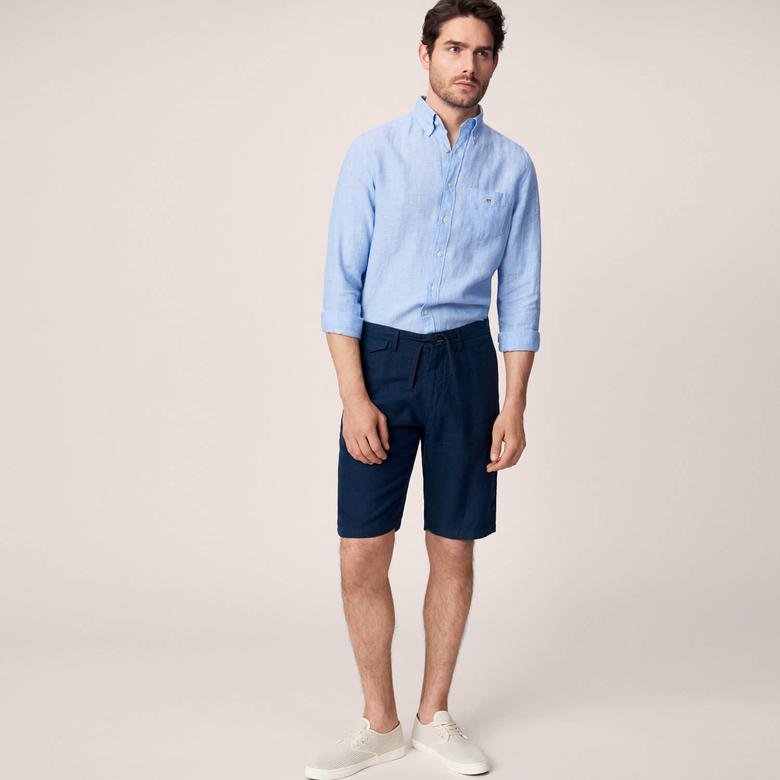 Gant Relaxed Linen Shorts Erkek Lacivert Şort