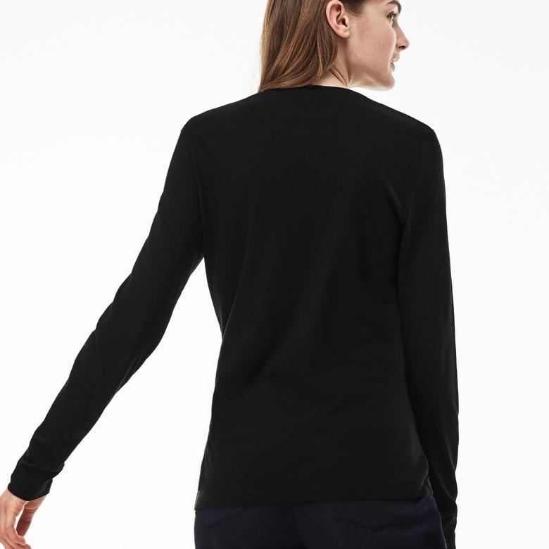 Lacoste Kadın Siyah Uzun Kollu T-Shirt