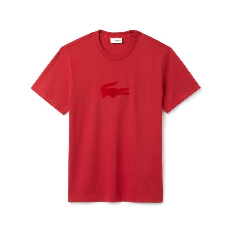 Lacoste Erkek Timsah Nakışlı Kırmızı T-Shirt