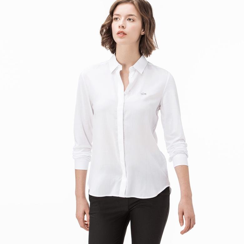 Lacoste Kadın Uzun Kollu Beyaz Gömlek