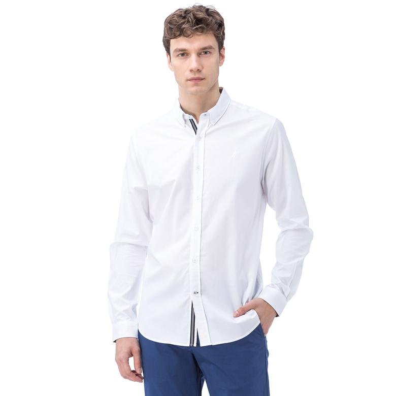 Nautica Erkek Beyaz Uzun Kollu Oxford Slim Fit Gömlek