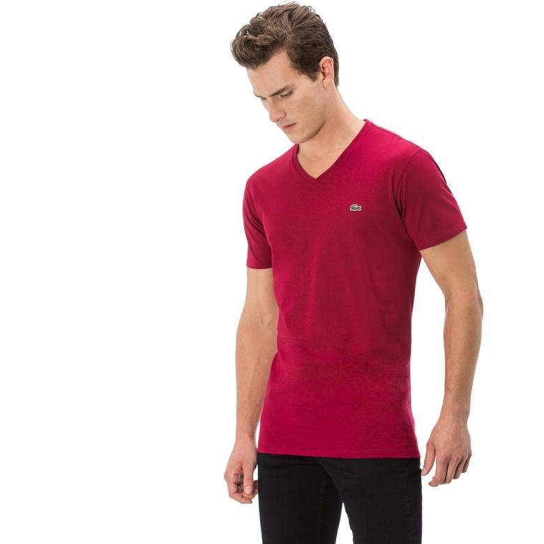 Lacoste Erkek Kırmızı V Yaka T-Shirt