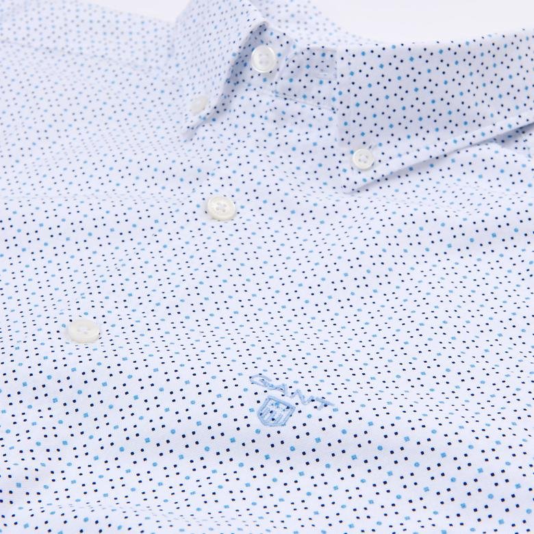 Gant Erkek Mavi Puantiyeli Micro Dot Diamond Slim Fit Gömlek