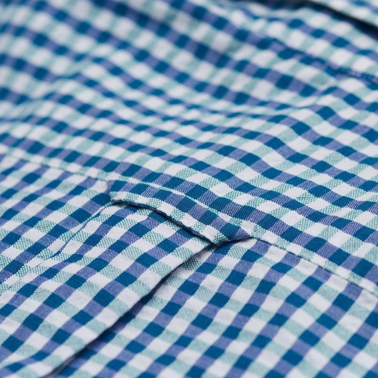 Gant Erkek Mavi-Beyaz Kareli Slim Fit Gömlek