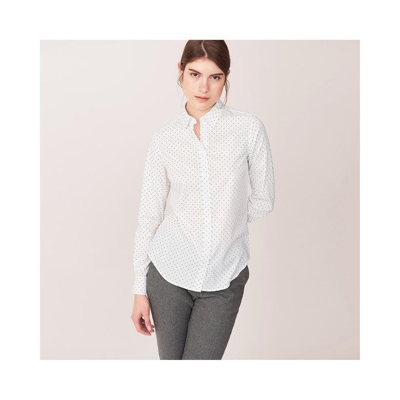 Gant Kadın Beyaz Puantiyeli Stretch Broadcloth Gömlek