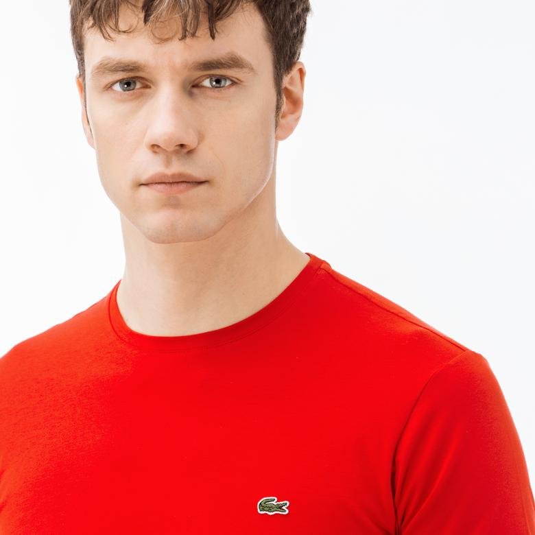 Lacoste Erkek Slim Fit Bisiklet Yaka Kırmızı T-Shirt