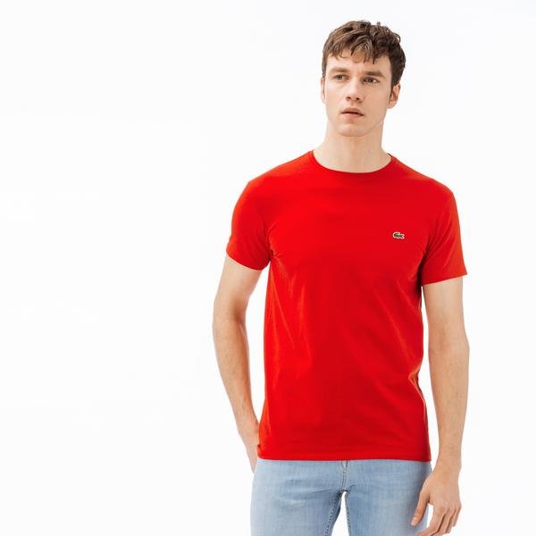 Lacoste Erkek Slim Fit Bisiklet Yaka Kırmızı T-Shirt