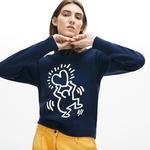 Lacoste X Keith Haring Kadın Lacivert Triko