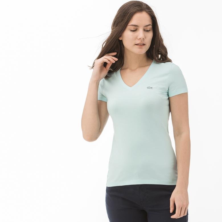 Lacoste Kadın Slim Fit Mavi T-Shirt