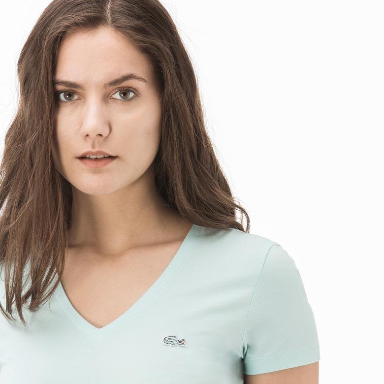 Lacoste Kadın Slim Fit Mavi T-Shirt