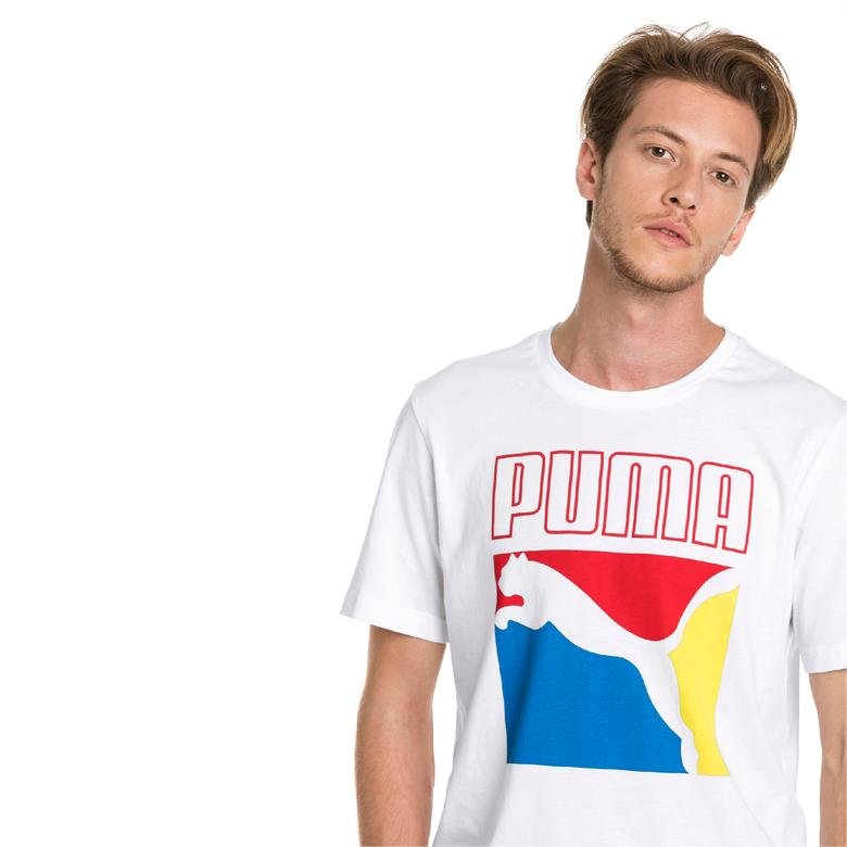 Puma Graphic Box Logo  Erkek Beyaz T-Shirt