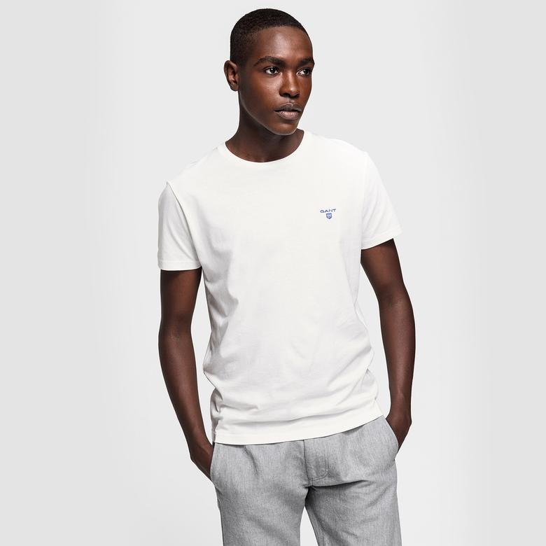 Gant Erkek Krem Rengi Regular Fit Kontrast Logo T-Shirt