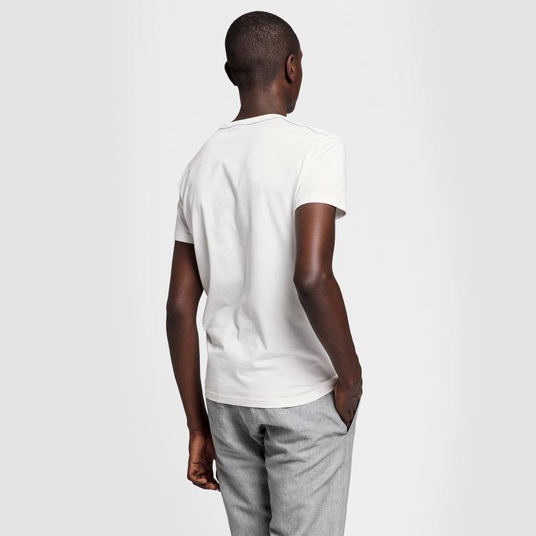 Gant Erkek Krem Rengi Regular Fit Kontrast Logo T-Shirt
