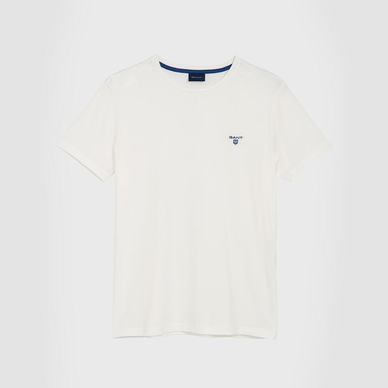 Gant Erkek Krem Rengi Regular Fit Kontrast Logo T-Shirt