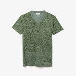Lacoste Erkek V Yaka Desenli Yeşil T-Shirt