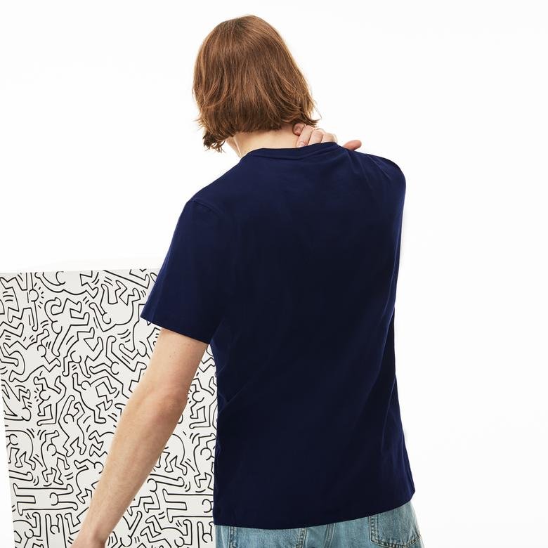 Lacoste X Keith Haring Erkek Regular Fit Lacivert T-Shirt