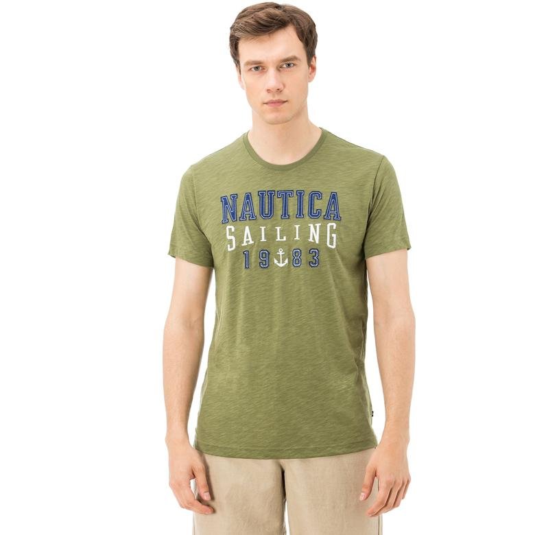 Nautica Erkek Yeşil Bisiklet Yaka Kısa Kollu Slim Fit T-Shirt
