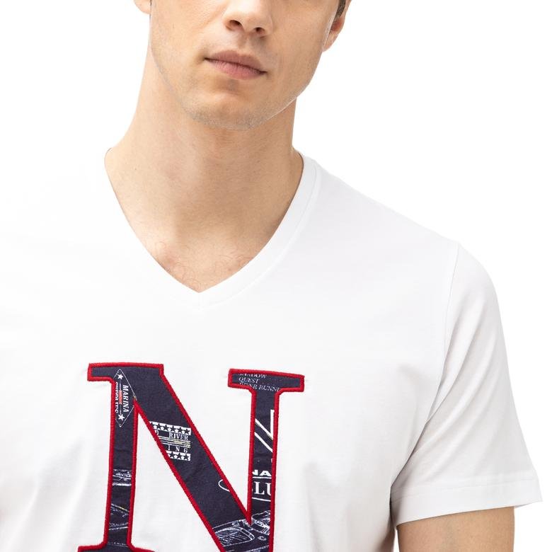 Nautica Erkek Beyaz Kısa Kollu Slim Fit T-Shirt