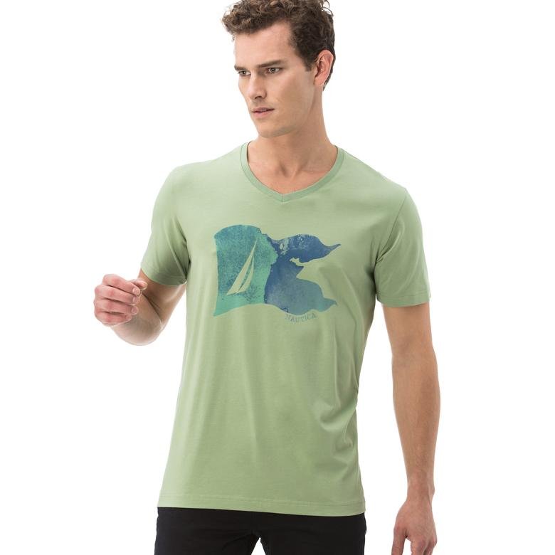 Nautica Erkek Yeşil Kısa Kollu Slim Fit T-Shirt