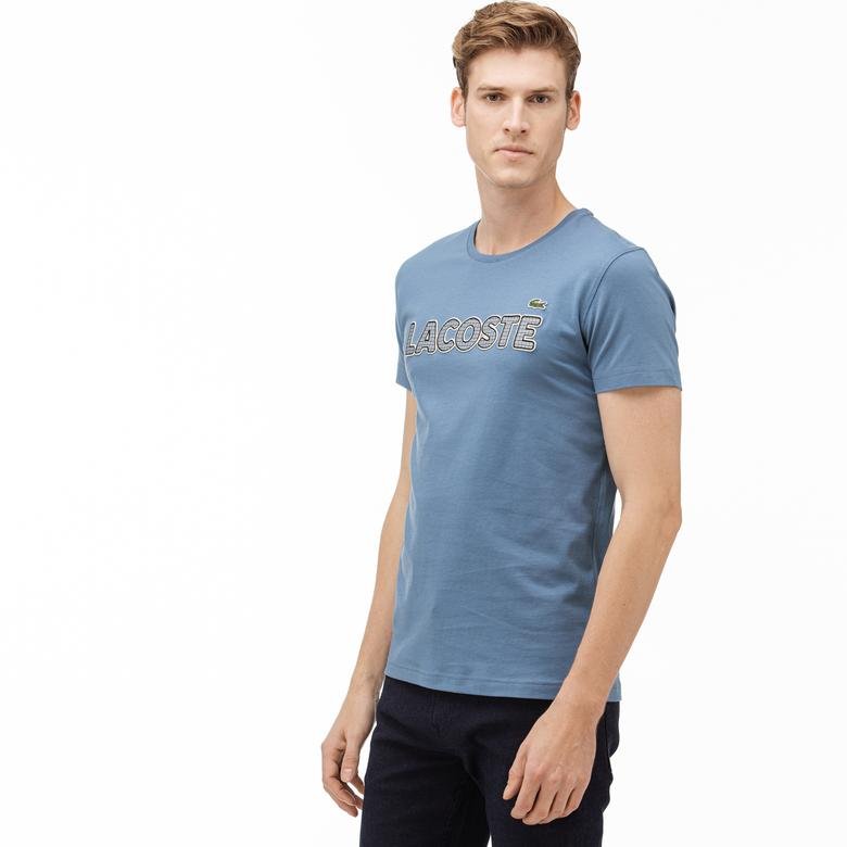 Lacoste Erkek Regular Fit Mavi Baskılı T-Shirt