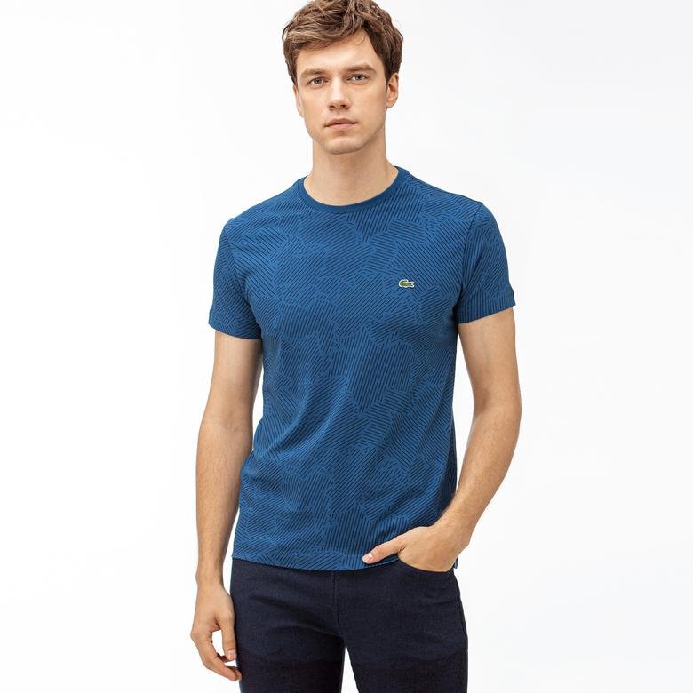 Lacoste Erkek Mavi Desenli T-Shirt