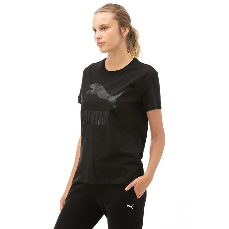 Puma Classics Logo Kadın Siyah T-Shirt