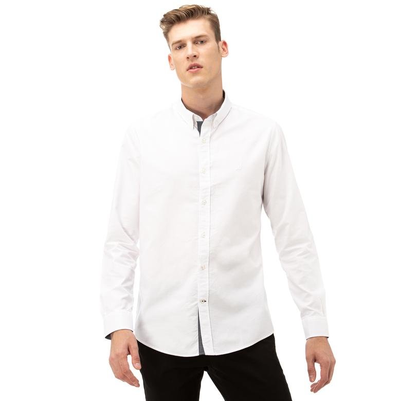 Nautica Erkek Slim Fit Düğmeli Yaka Beyaz Gömlek