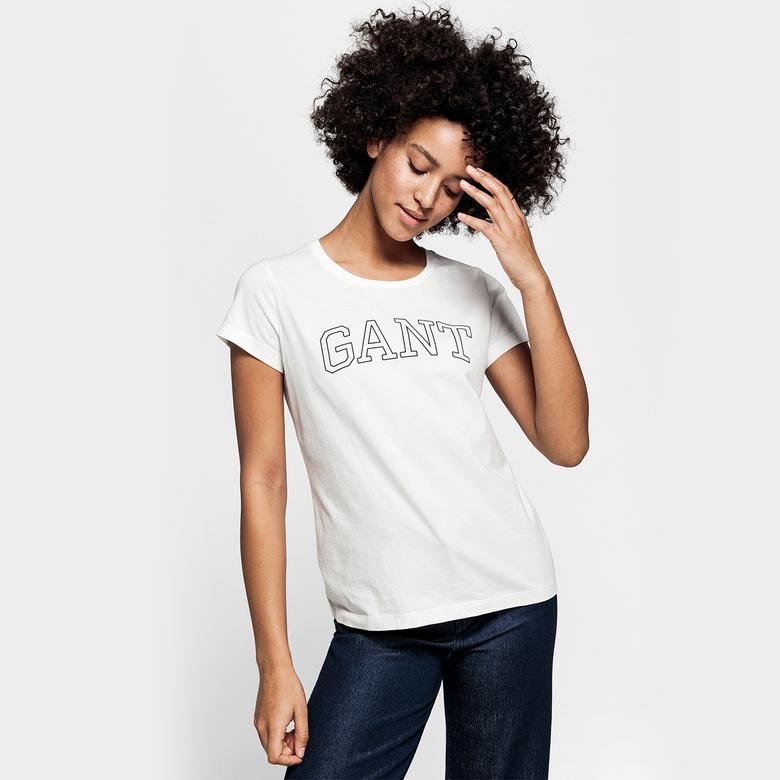 GANT Kadın Beyaz Baskılı T-shirt