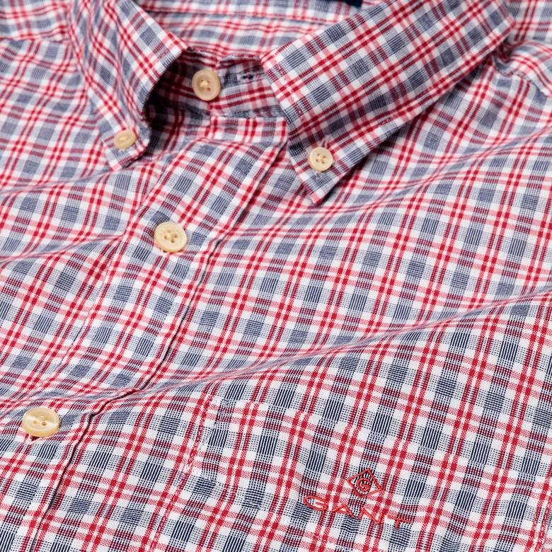Gant Erkek Kırmızı Regular Fit Oxford Kareli Gömlek