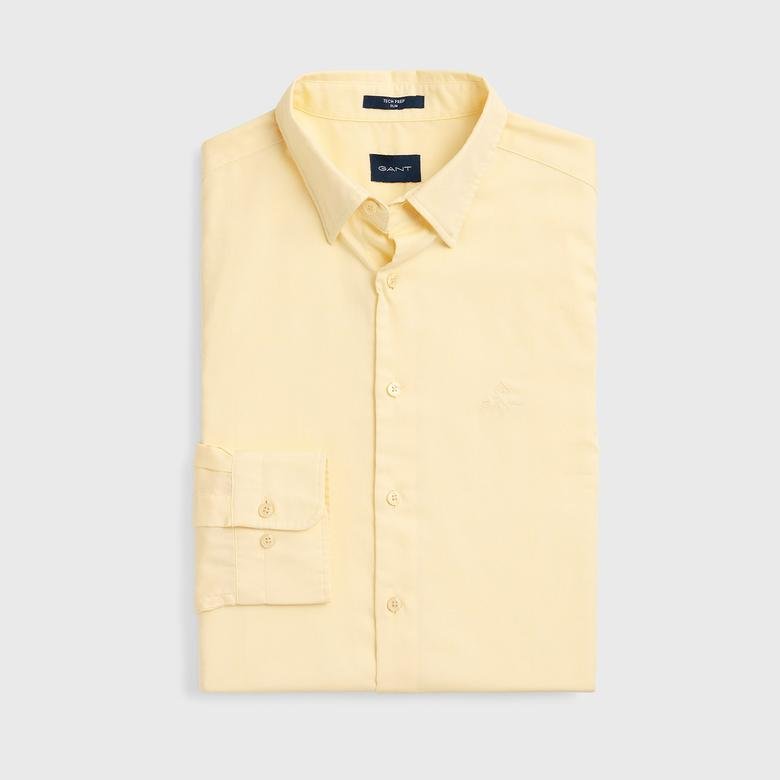 GANT Erkek Sarı Slim Fit Tech Prep Oxford Gömlek