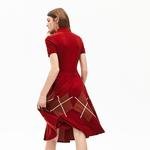 Lacoste Kadın Desenli Polo Yaka Kırmızı Elbise