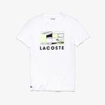 Lacoste Sport Erkek Beyaz Lacoste Baskılı Desenli T-Shirt
