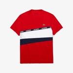 Lacoste Sport Erkek Blok Desenli Lacoste Baskılı Kırmızı T-Shirt